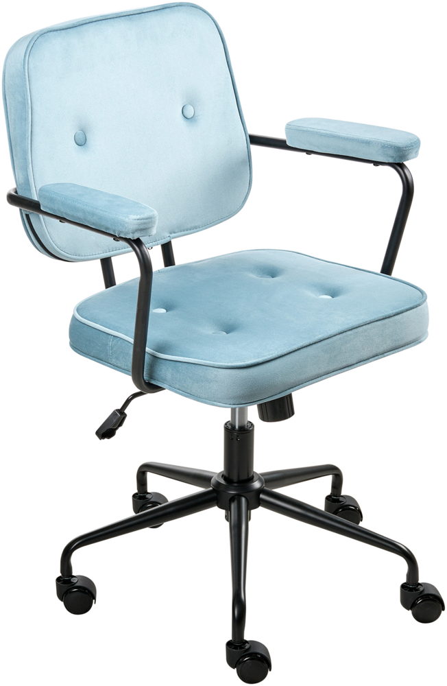 Schreibtischstuhl PAWNEE Samtstoff Hellblau Bild 1