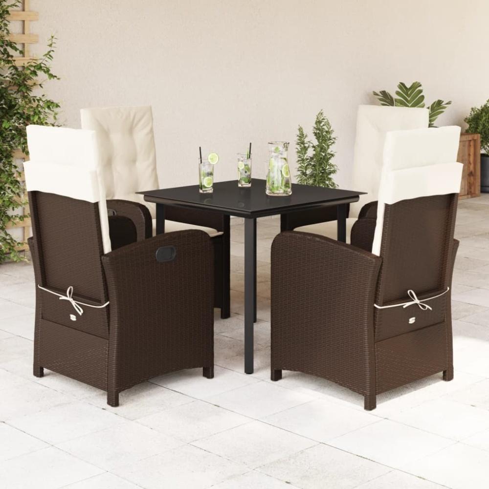 vidaXL 5-tlg. Garten-Essgruppe mit Kissen Braun Poly Rattan 3212341 Bild 1