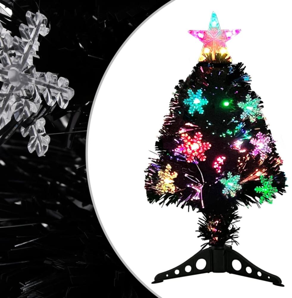 vidaXL Weihnachtsbaum mit LED-Schneeflocken Schwarz 64 cm Fiberoptik 328460 Bild 1