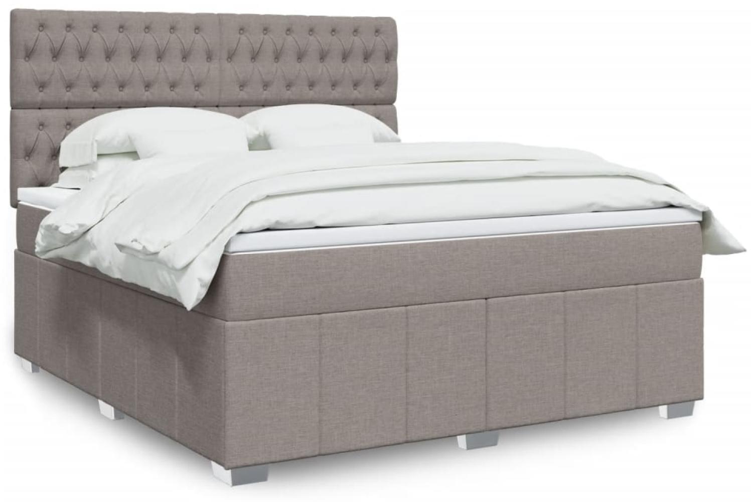 vidaXL Boxspringbett mit Matratze Taupe 180x200 cm Stoff 3294058 Bild 1