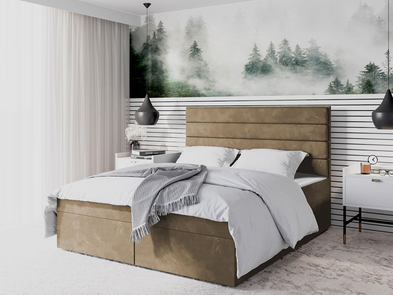 Boxspringbett Draban III, Natur, 180x200 cm Bild 1