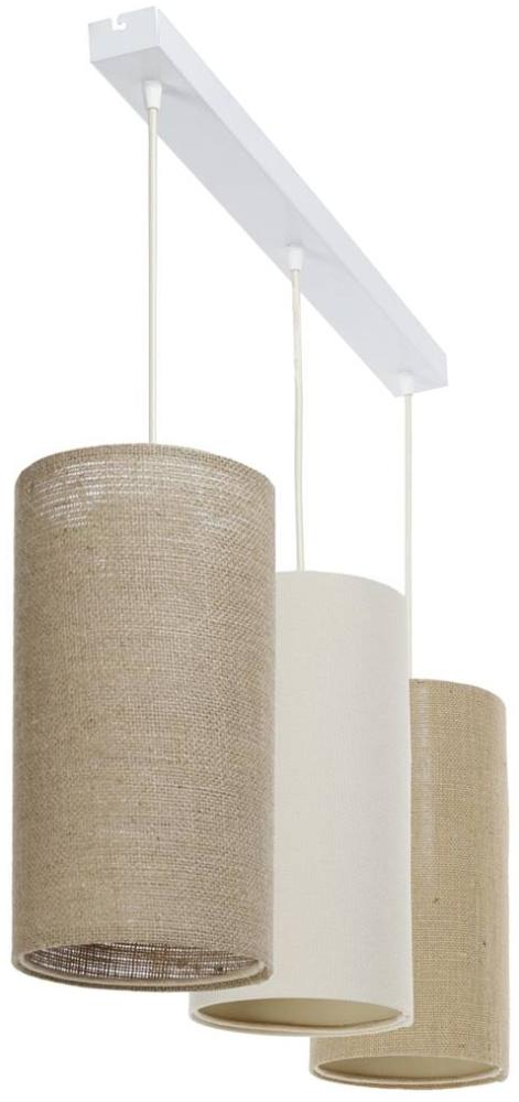 BPS Koncept 0T0-L3-007 Hängeleuchte BOHO ELEGANT E27 3x40W Stoff strukturiert auf PVC-Kunststoff beige, weiß H:102cm Ø15cm dimmbar Bild 1