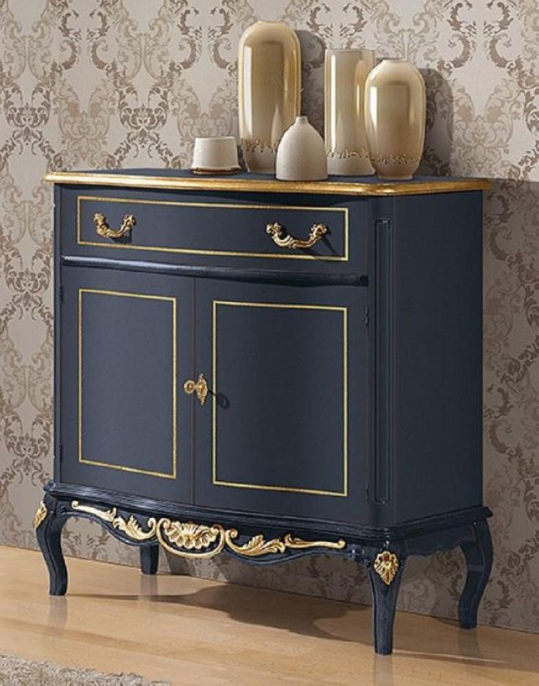 Casa Padrino Luxus Barock Sideboard Blau / Gold - Prunkvoller Massivholz Schrank - Barock Wohnzimmer & Hotel Möbel - Luxus Qualität - Made in Italy Bild 1