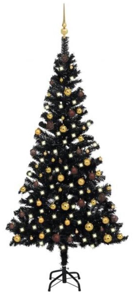 vidaXL Künstlicher Weihnachtsbaum Beleuchtung & Kugeln Schwarz 150 cm 3077503 Bild 1