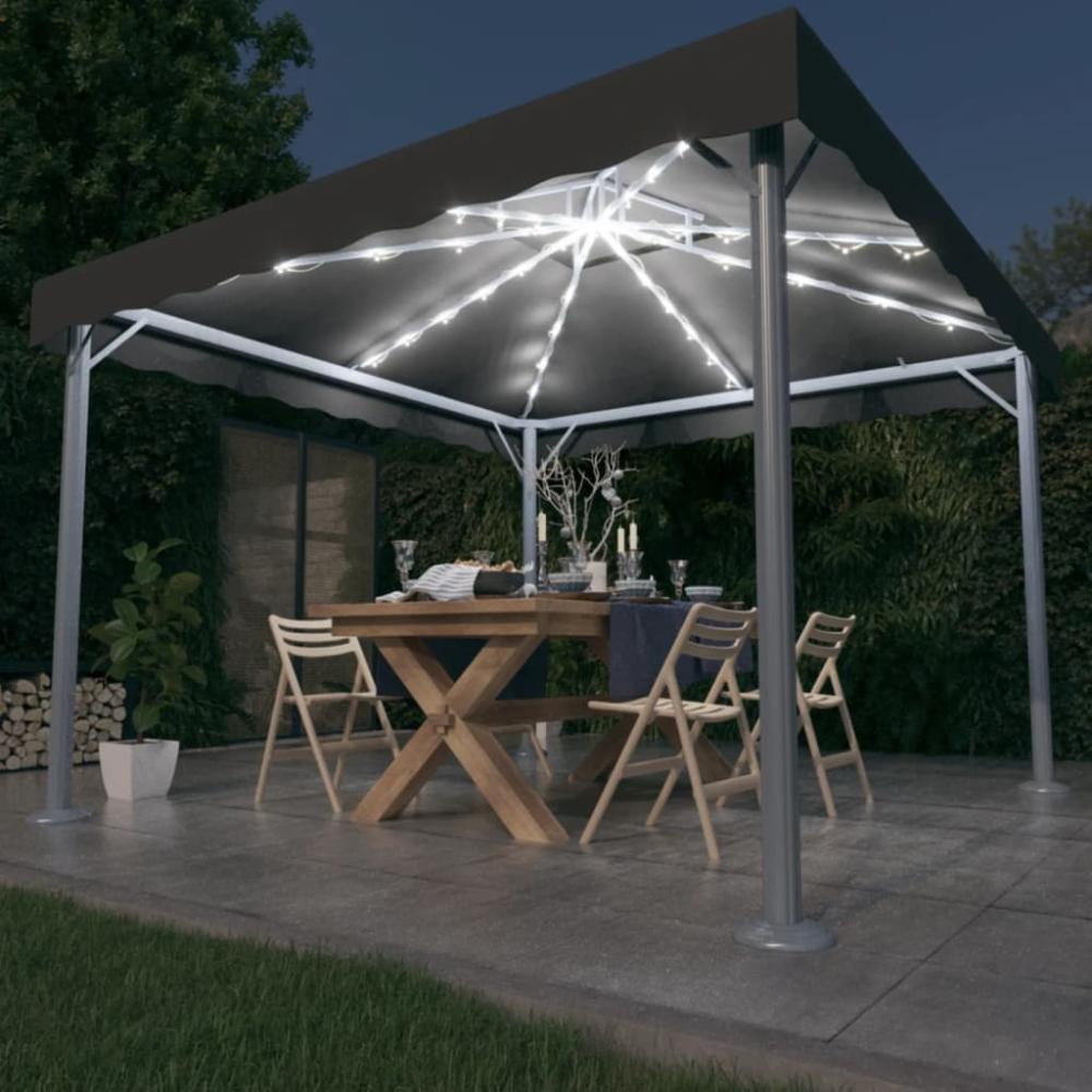 vidaXL Pavillon mit LED-Lichterkette 300x300 cm Anthrazit Aluminium 3070343 Bild 1