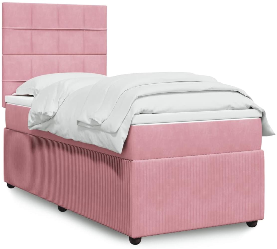 vidaXL Boxspringbett mit Matratze Rosa 90x190 cm Samt 3292219 Bild 1