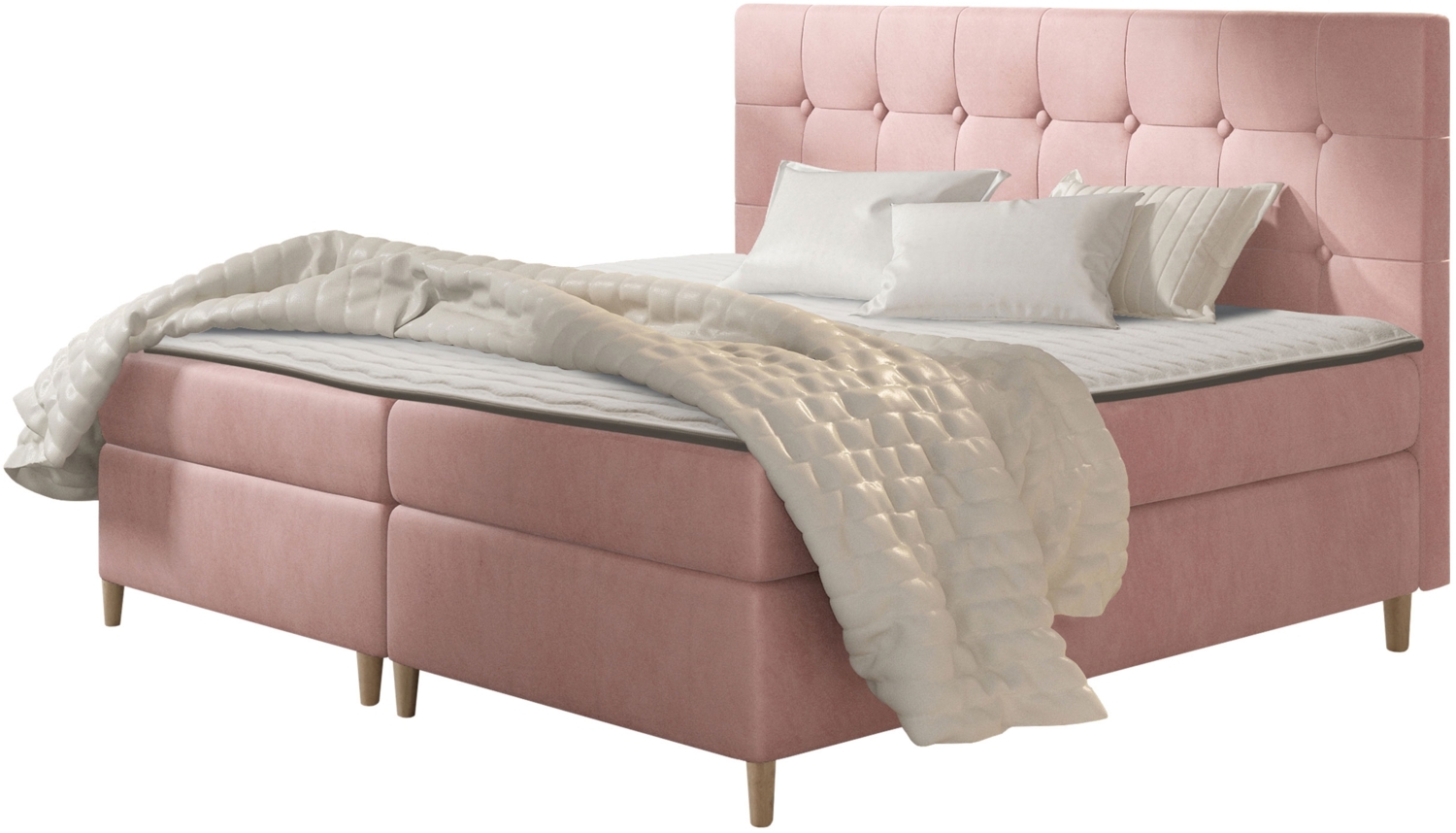 Boxspringbett Abenaki, rosa, 140 x 200 cm Bild 1