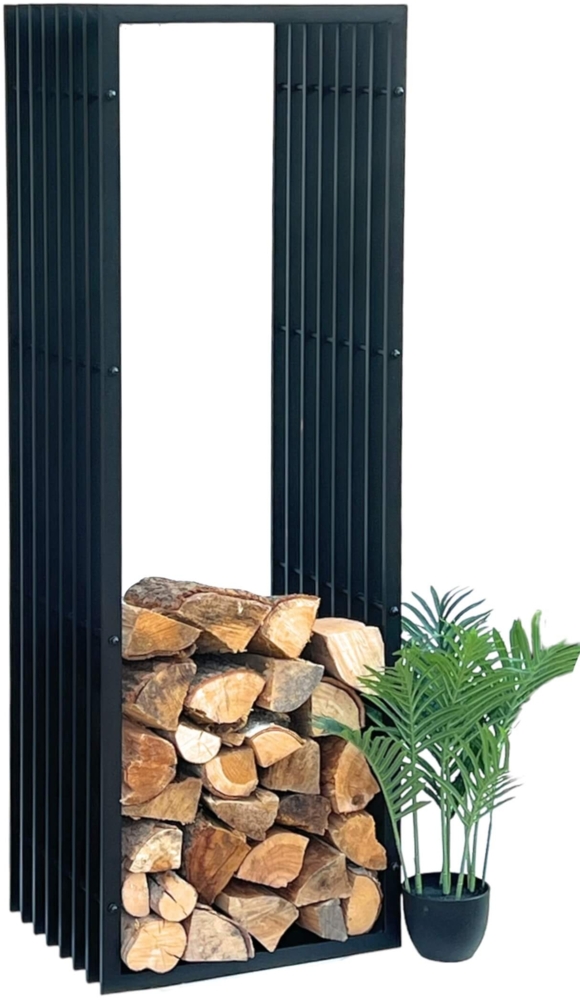 DanDiBo Kaminholzregal Innen Metall Schwarz Kaminholzständer 96430 150 cm Holzkorb Kaminholzhalter Holzregal Bild 1