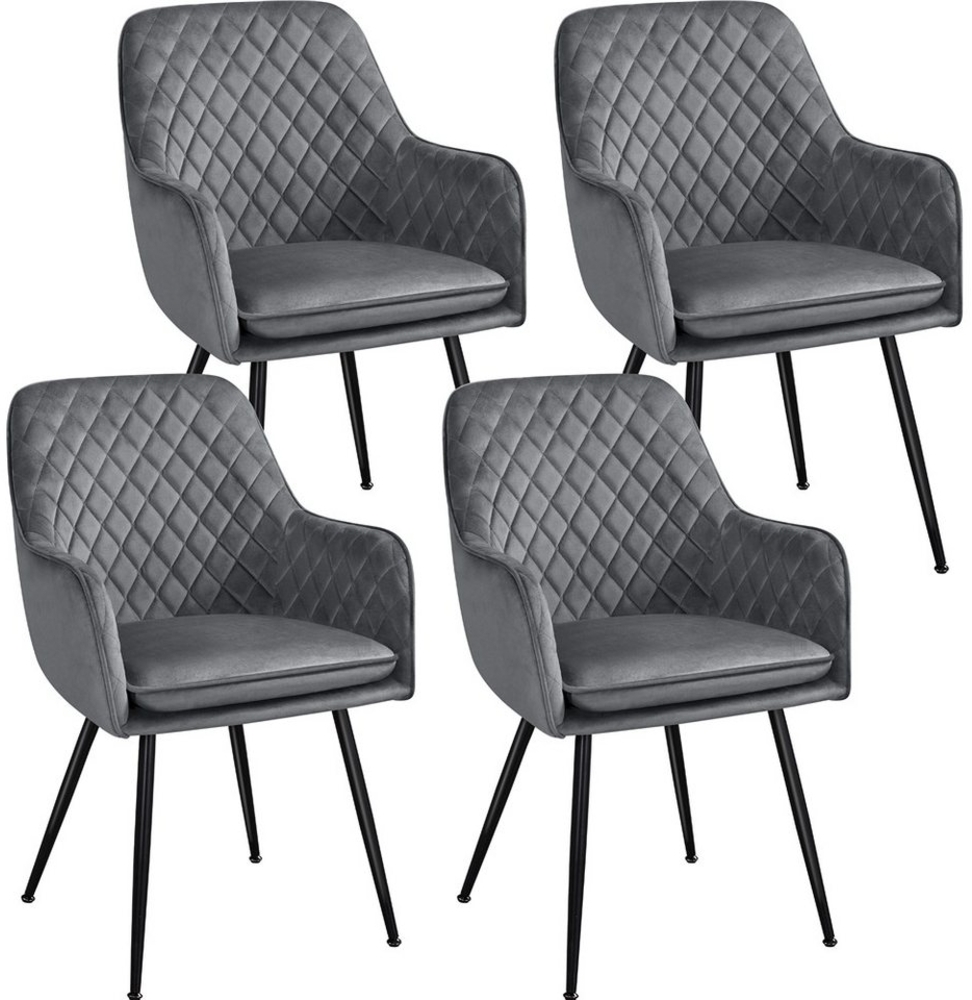 Yaheetech Esszimmerstuhl Küchenstühle (4 St), Stuhl-Set Polsterstühle mit Armlehnen und Metallbeine Bild 1