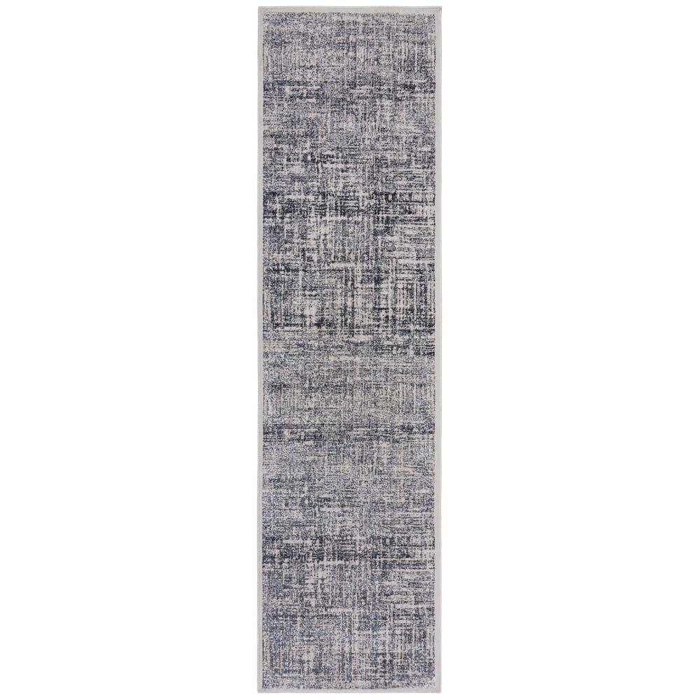 Kadima Design Robuster Teppich mit Glanzeffekt, uni & abstraktem Muster, pflegeleicht & strapazierfähig – "Lyde". Blau, 80x300 cm Bild 1