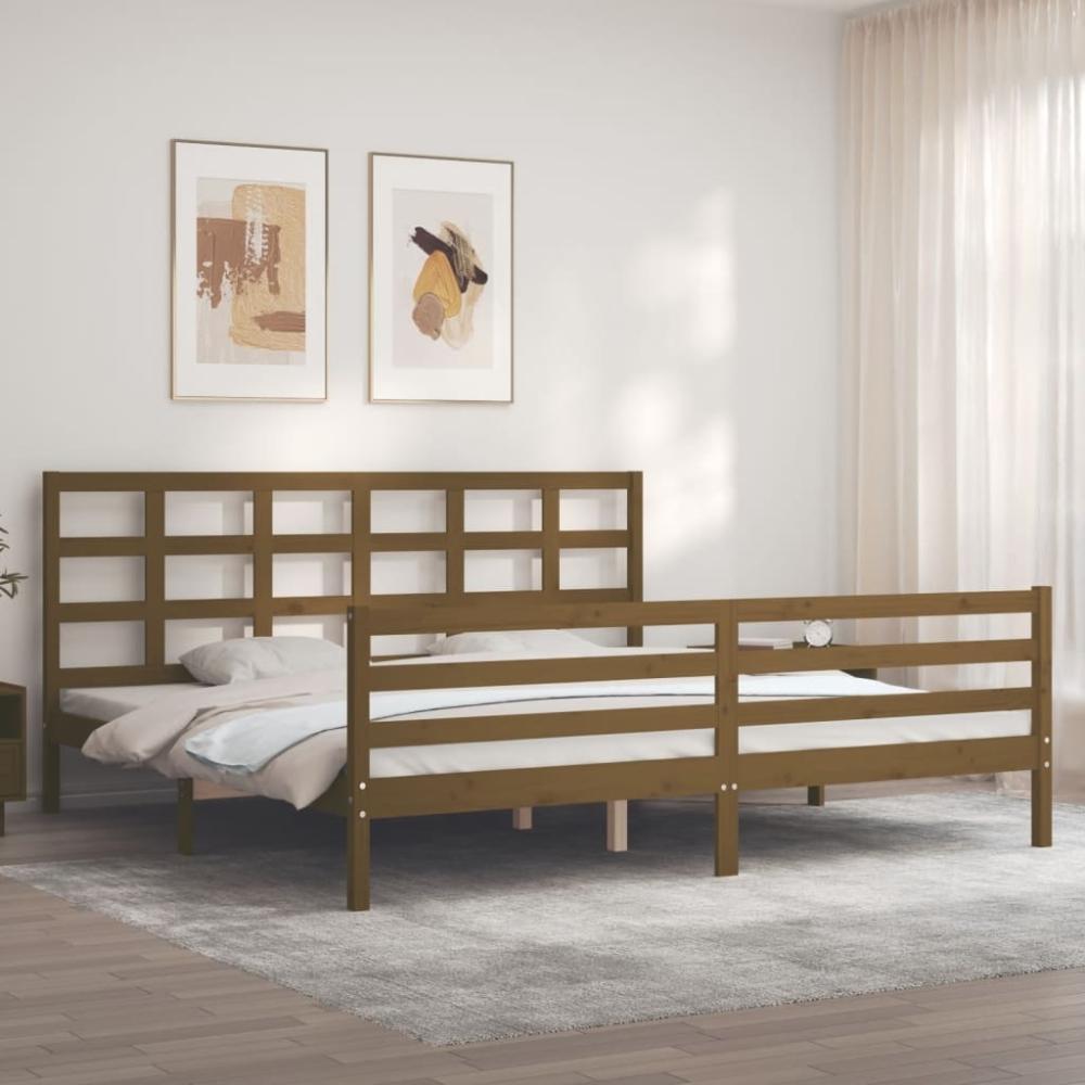 vidaXL Massivholzbett mit Kopfteil Honigbraun 200x200 cm 3194009 Bild 1