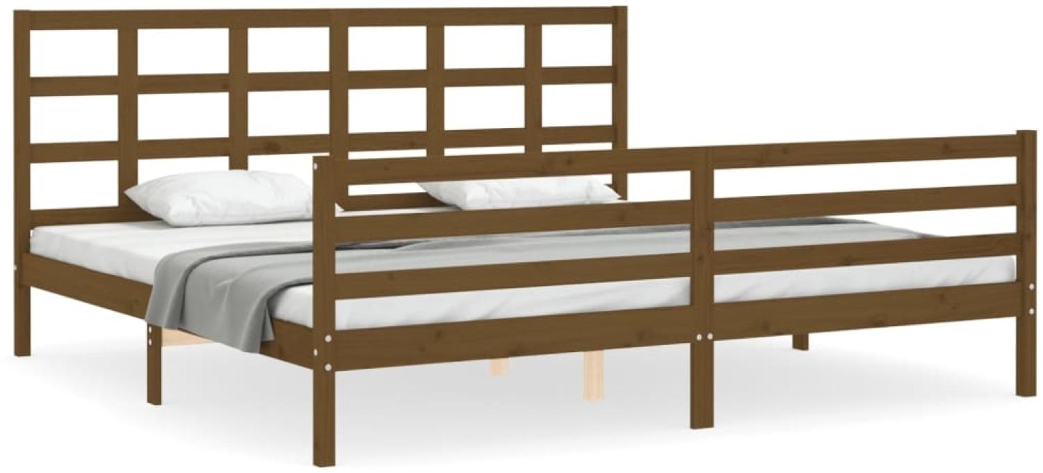 vidaXL Massivholzbett mit Kopfteil Honigbraun 200x200 cm 3194009 Bild 1