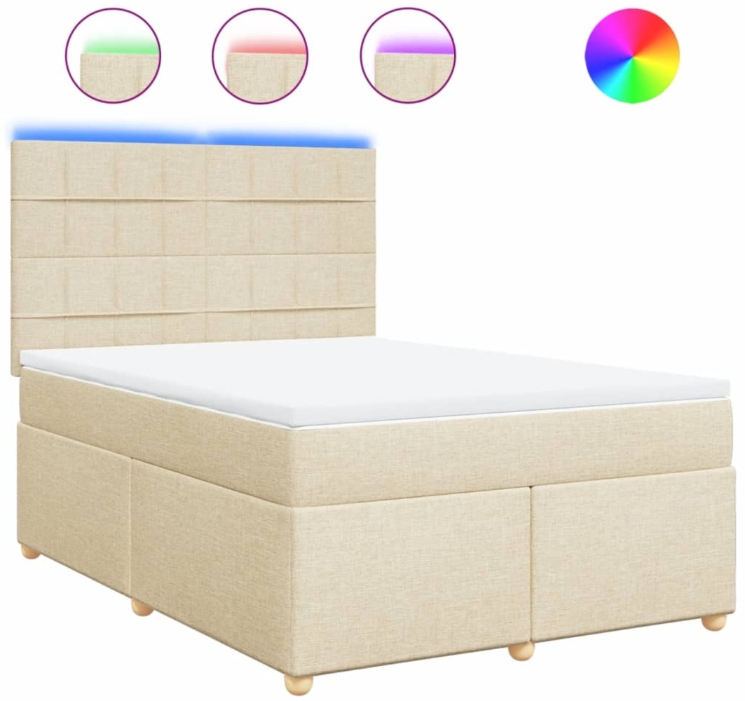 vidaXL Boxspringbett mit Matratze Creme 140x200 cm Stoff 3293608 Bild 1