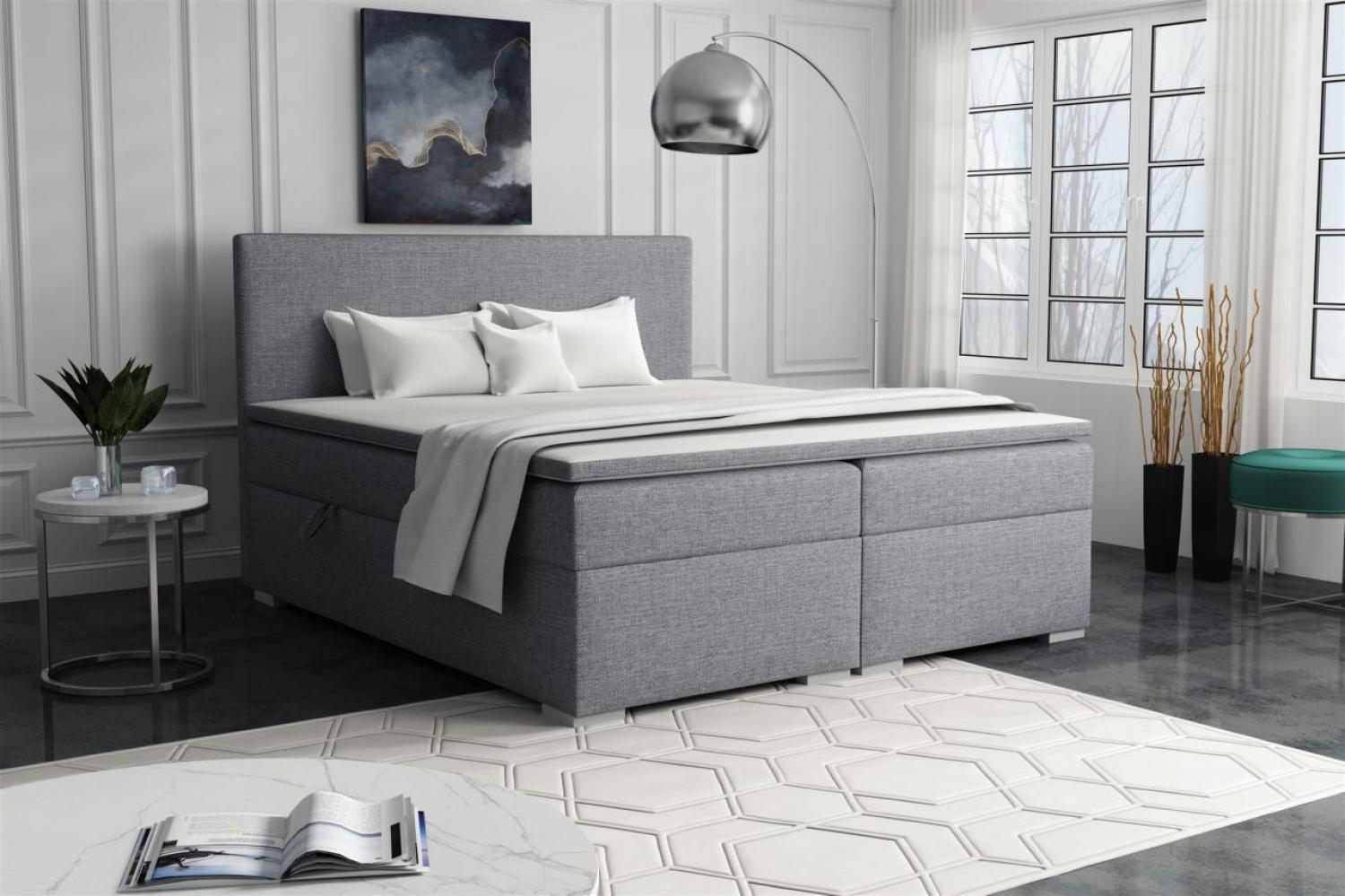 Boxspringbett Schlafzimmerbett SOREL 200x200cm Stoff Inari Grau Bild 1