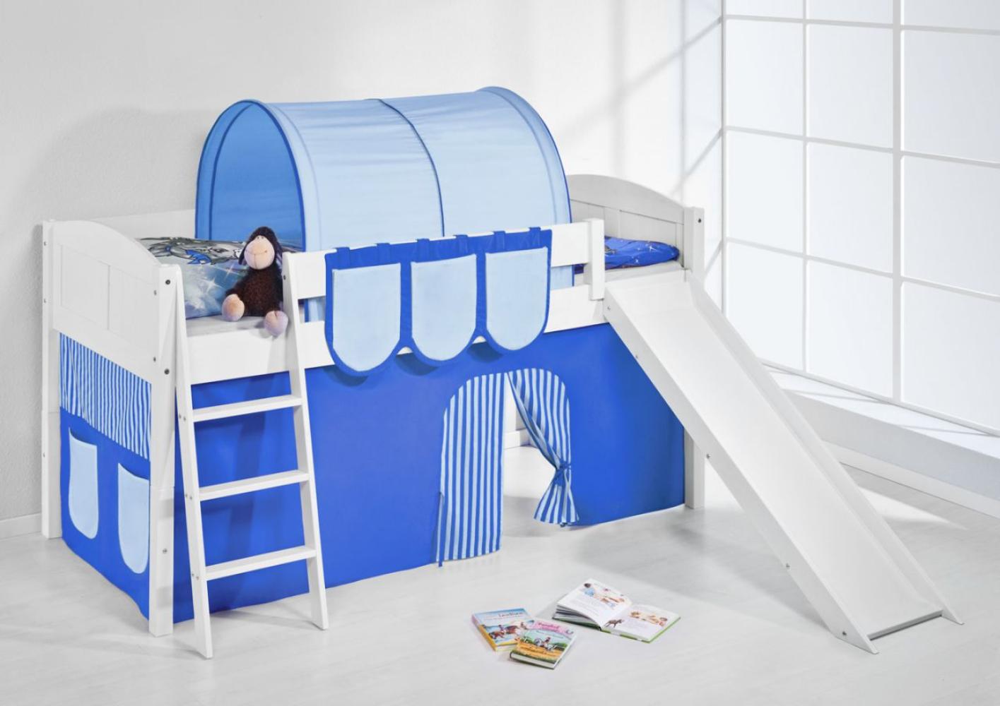 Lilokids 'Ida 4106' Spielbett 90 x 200 cm, Blau, Kiefer massiv, mit Vorhang Bild 1