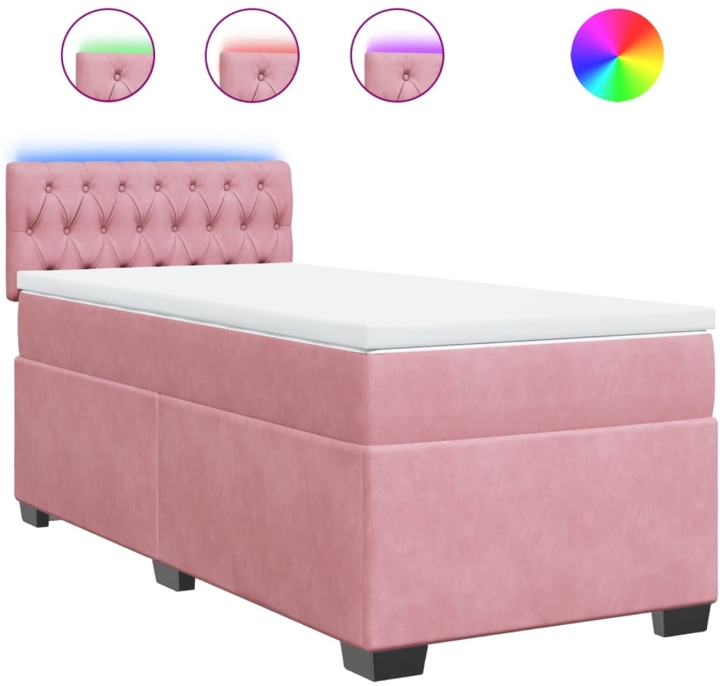 vidaXL Boxspringbett mit Matratze Rosa 90x190 cm Samt 3288497 Bild 1