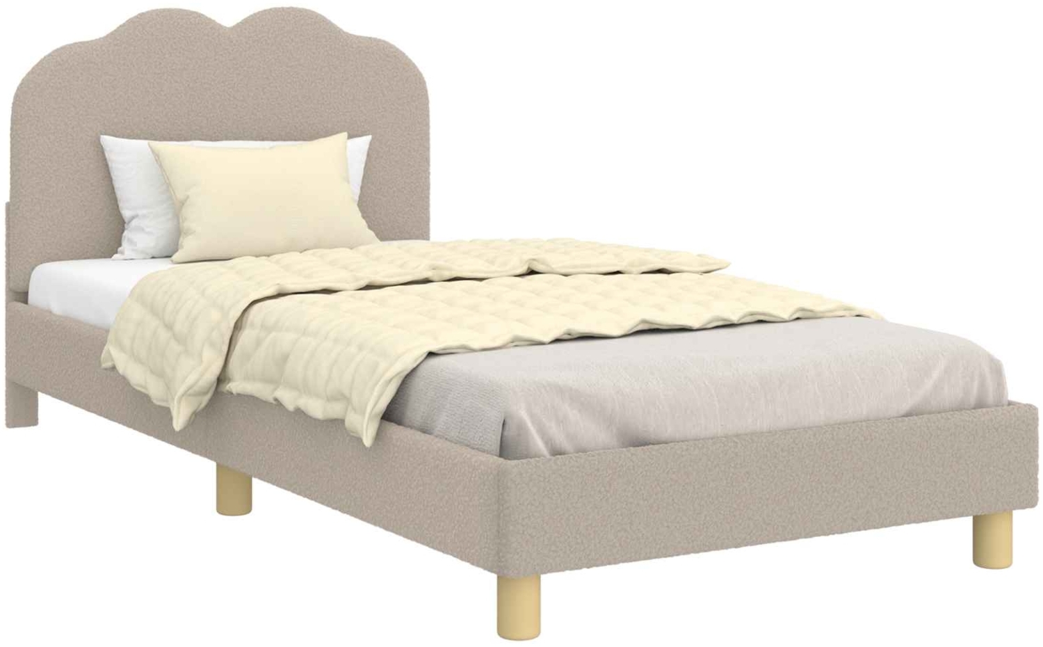 vidaXL Kinderbettgestell mit Kopfteil Hellgrau 90x190 cm Schafstoff 42010975 Bild 1