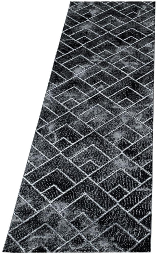 Kurzflor Teppich Nauro Läufer - 80x250 cm - Silberfarbe Bild 1