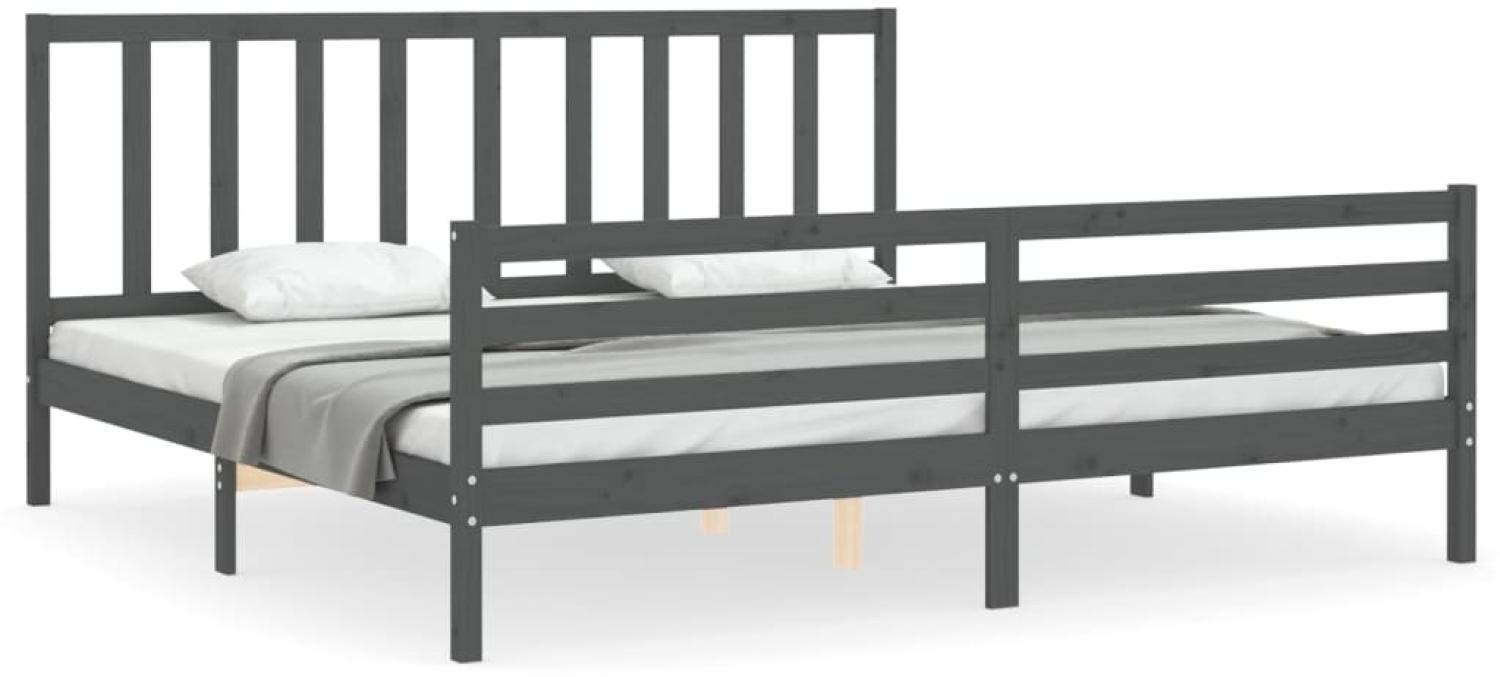 vidaXL Massivholzbett mit Kopfteil Grau 200x200 cm 3193878 Bild 1