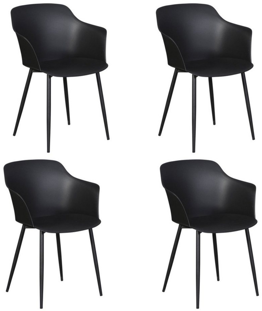 4x Gartenstuhl Gira Garten Terrasse Balkon Kunststoff Stuhl Set Stühle schwarz Bild 1