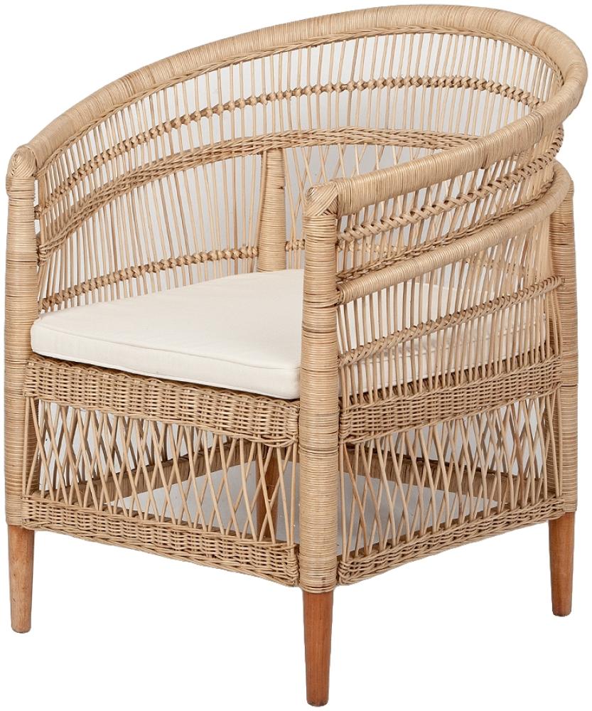 Rattan-Sessel MALAWI Natural inkl. Sitzkissen Armlehnstuhl Cocktailsessel Bild 1