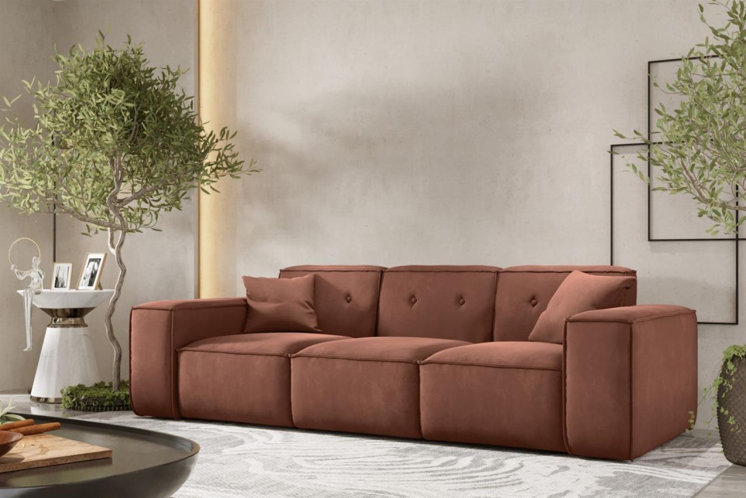 Sofa Designersofa CESINA 3-Sitzer in Stoff Opera Velvet Braun Bild 1