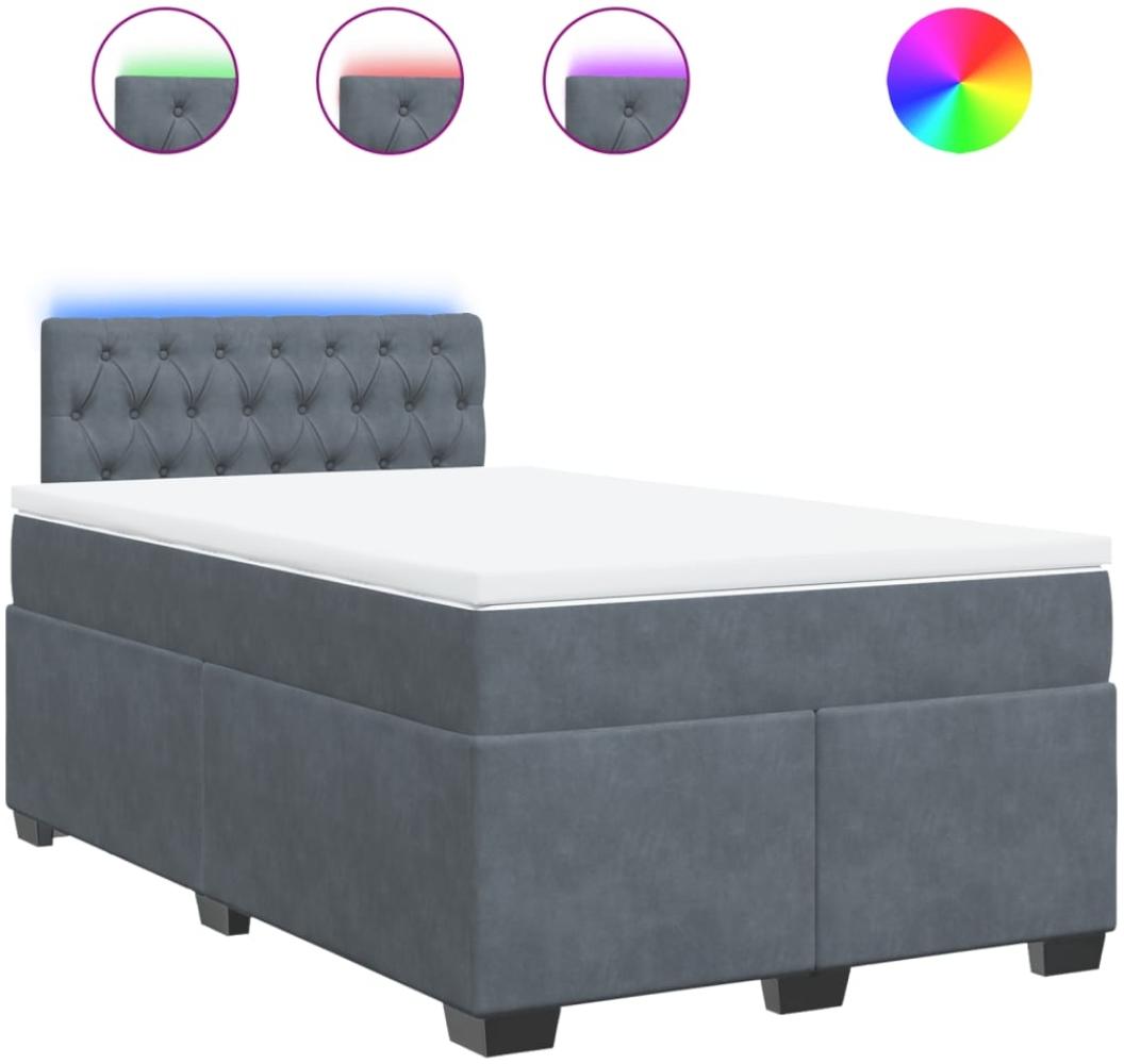 vidaXL Boxspringbett mit Matratze Dunkelgrau 120x200 cm Samt 3288589 Bild 1