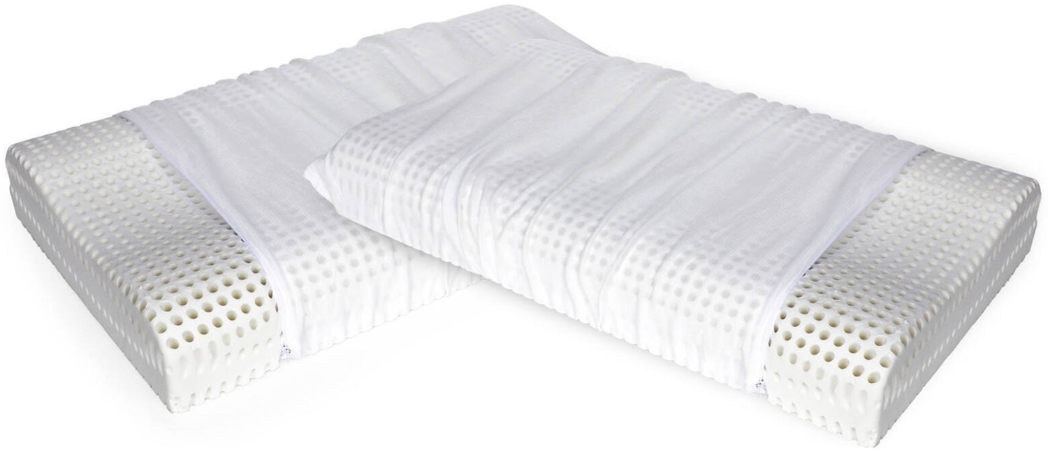 Dmora Set mit 2 Kopfkissen Origano, Bettkissen, Ergonomisches Produkt, Schlafzimmerkissen, Made in Italy, 70x41 h12 cm, Weiß Bild 1