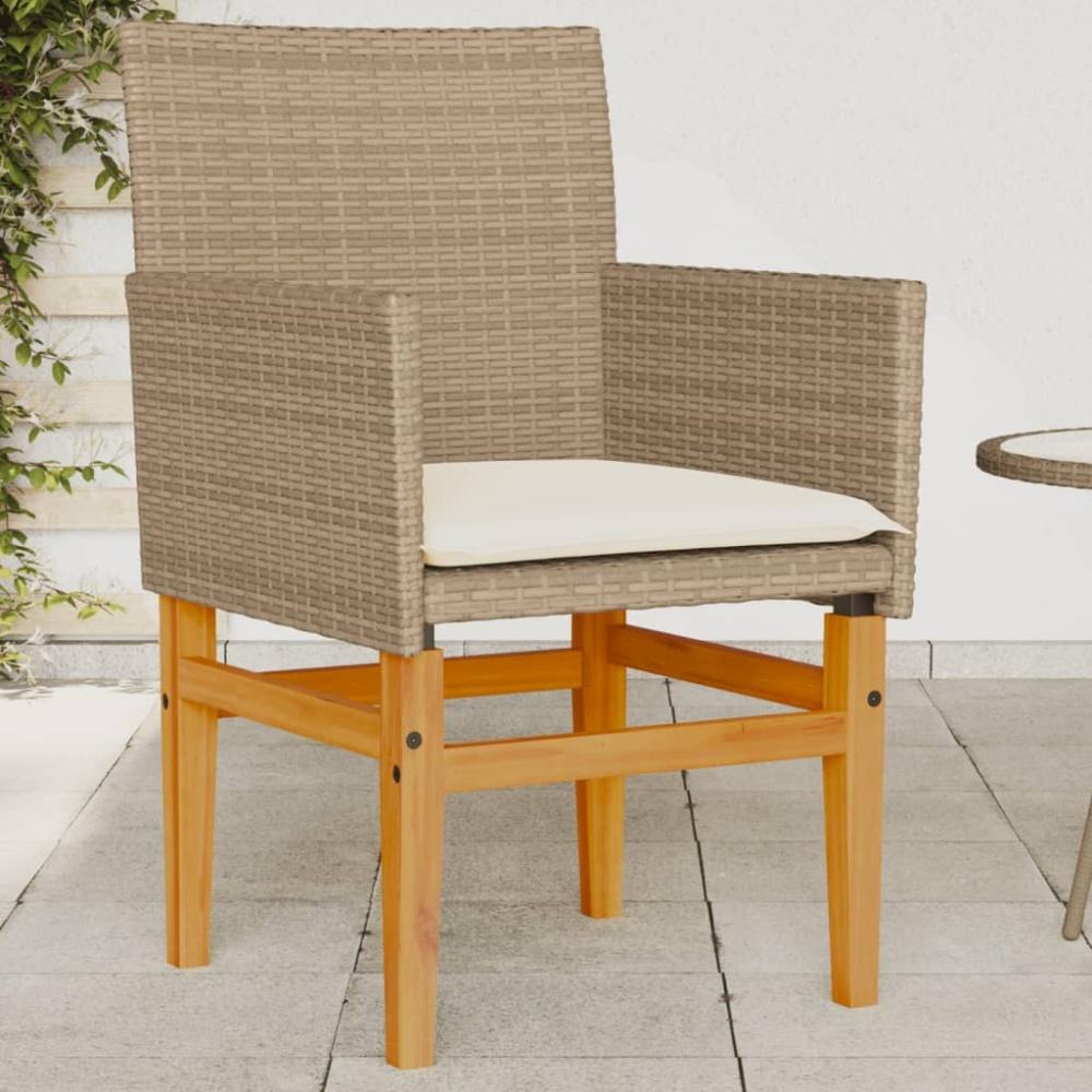 vidaXL Gartenstühle mit Kissen 2 Stk. Beige Poly Rattan Massivholz 368716 Bild 1