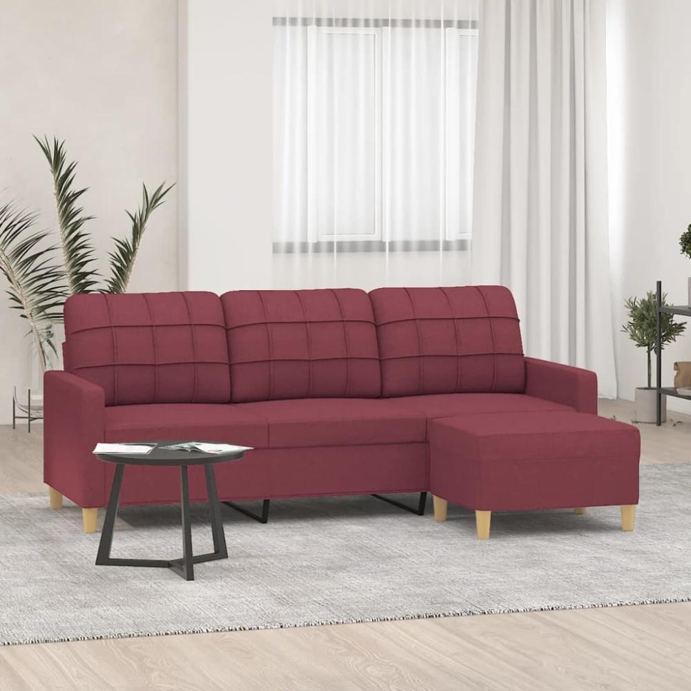 vidaXL 3-Sitzer-Sofa mit Hocker Weinrot 180 cm Stoff 3201007 Bild 1