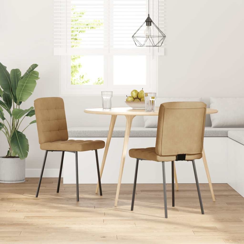 vidaXL Esszimmerstühle 2 Stk. Braun Samt 4101088 Bild 1