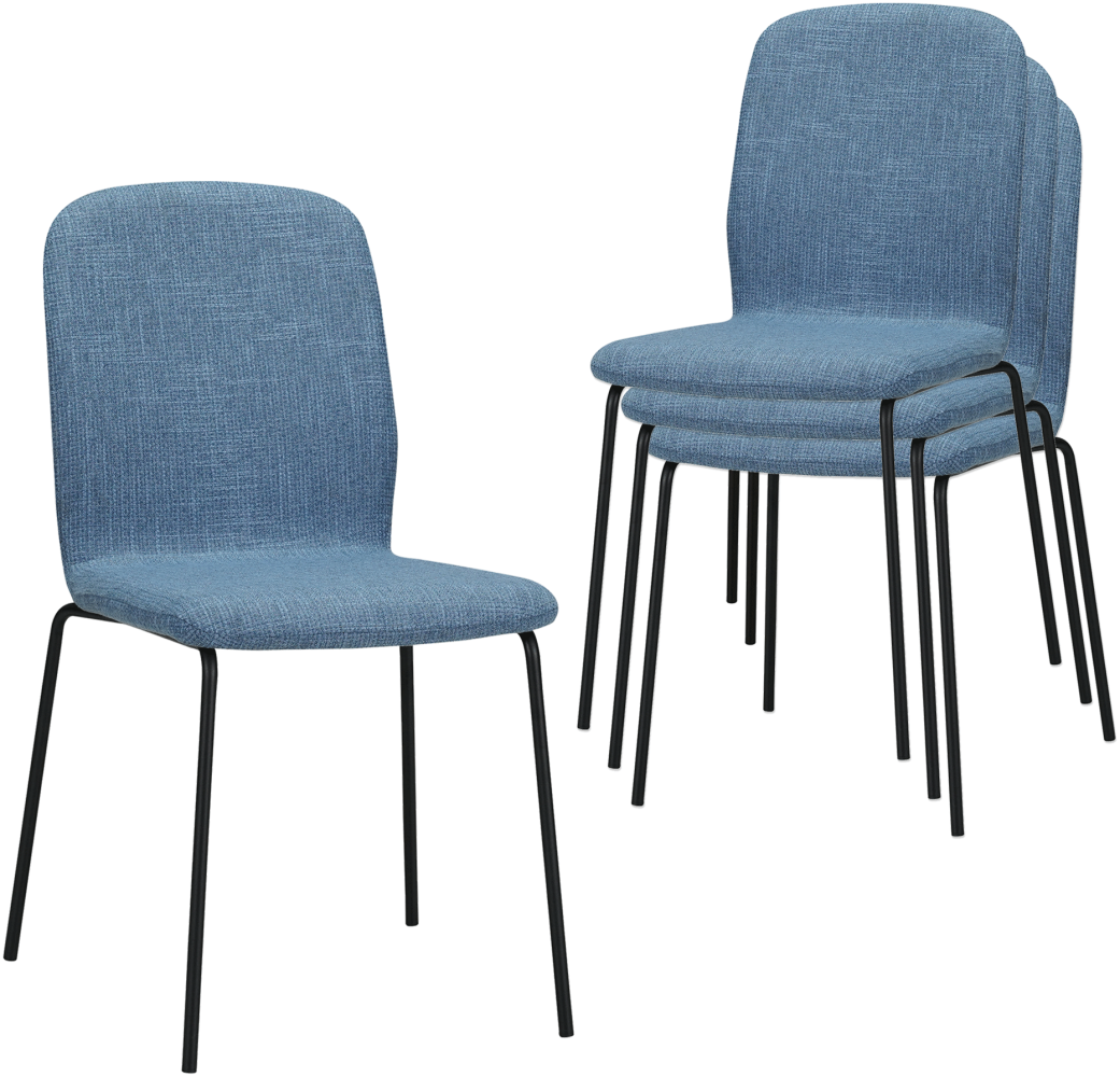 Albatros Esszimmerstühle 4er Set ENNA, blau - stapelbar, bequemer Polsterstuhl - Eleganter Küchenstuhl, Stuhl Esszimmer oder Esstisch Stuhl, Konferenzstuhl , Stückzahl:4, Farbe:Blau Bild 1