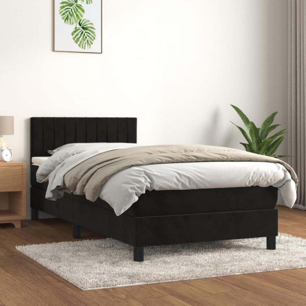 vidaXL Boxspringbett mit Matratze Schwarz 100x200 cm Samt 3141409 Bild 1