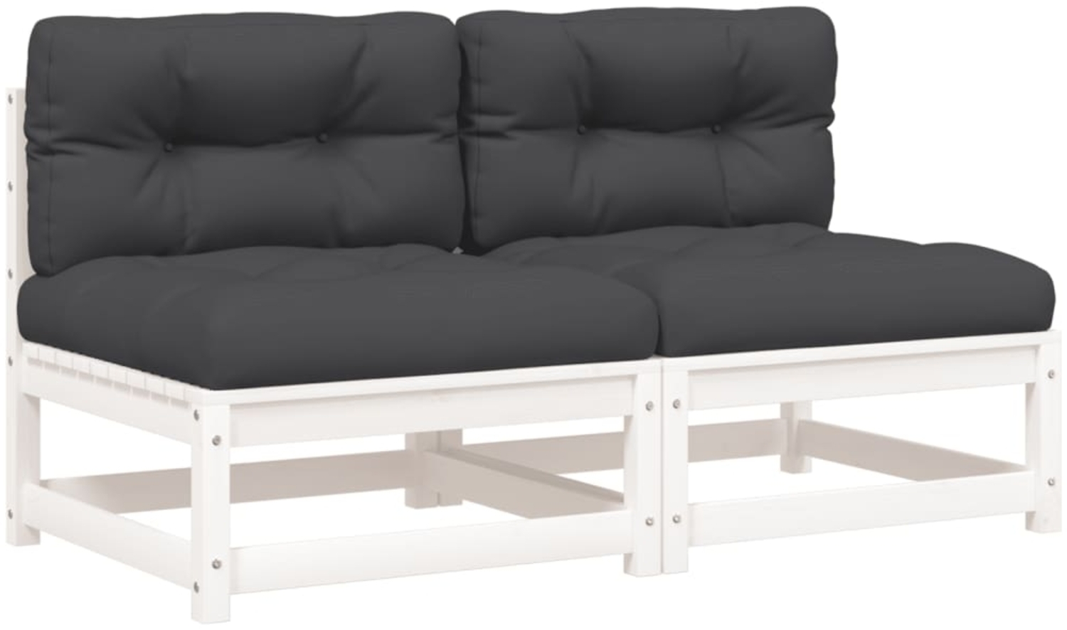 vidaXL Gartensofas ohne Armlehnen mit Kissen 2 Stk. Weiß Kiefernholz 838087 Bild 1