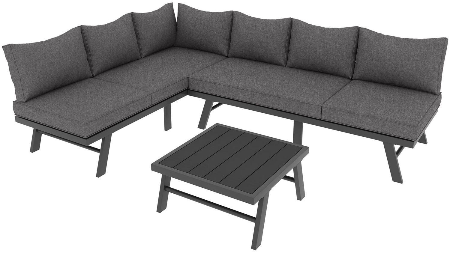 Merax Gartenmöbel-Set mit 2 Sofas und Gartentisch, Aluminium grau, 6 Personen Bild 1