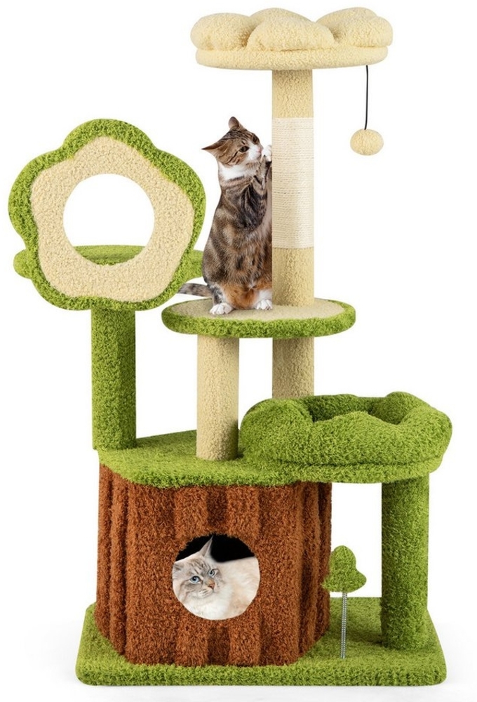 COSTWAY Kratzbaum, mit Katzenhöhle, Ball & Brett, 55x40x92 cm Bild 1