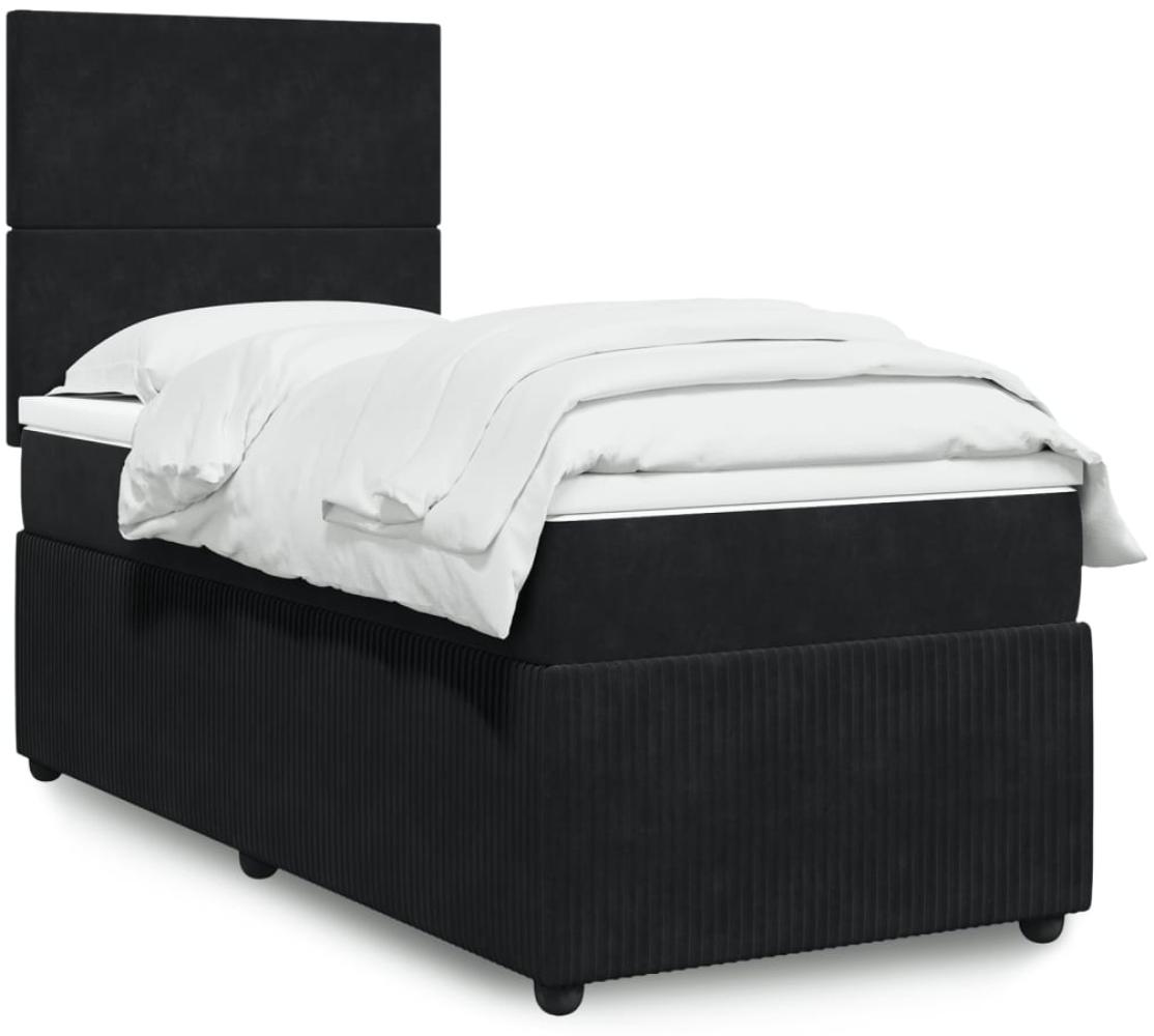 vidaXL Boxspringbett mit Matratze Schwarz 80x200 cm Samt 3294486 Bild 1