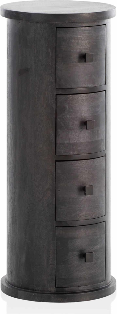 Design Sideboard Mango Massivholz Schwarz 34x85x34 cm Bild 1