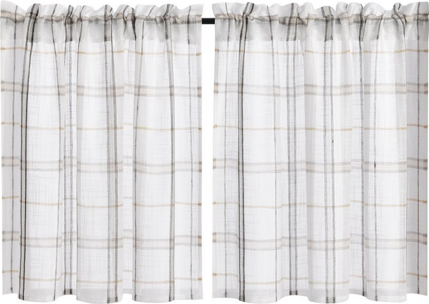Joyswahl Scheibengardine, Stangendurchzug (2 St), transparent, Leinen Küchengardinen im Landhausstil Kurzstores Bild 1