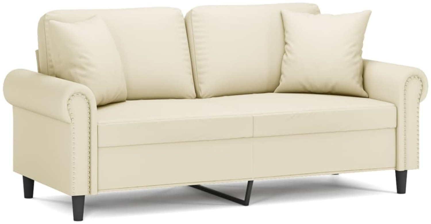 vidaXL 2-Sitzer-Sofa mit Zierkissen Creme 140 cm Kunstleder 3200931 Bild 1