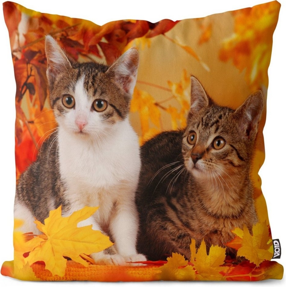 VOID Kissenbezug, (1 Stück), Sofa-Kissen Katzen Herbst Kissenbezug Katze Kätzchen Tier Haustier Kartäuser Scottish grau Bild 1