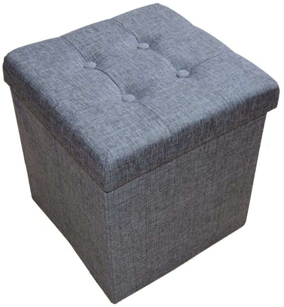 Natsen Sitzhocker mit Stauraum faltbare Sitzwürfel (Sitztruhe aus Leinen, 38 * 38 * 38 cm Gray), gepolstert Sitzbank Fußhocker für Wohnzimmer Schlafzimmer Bild 1