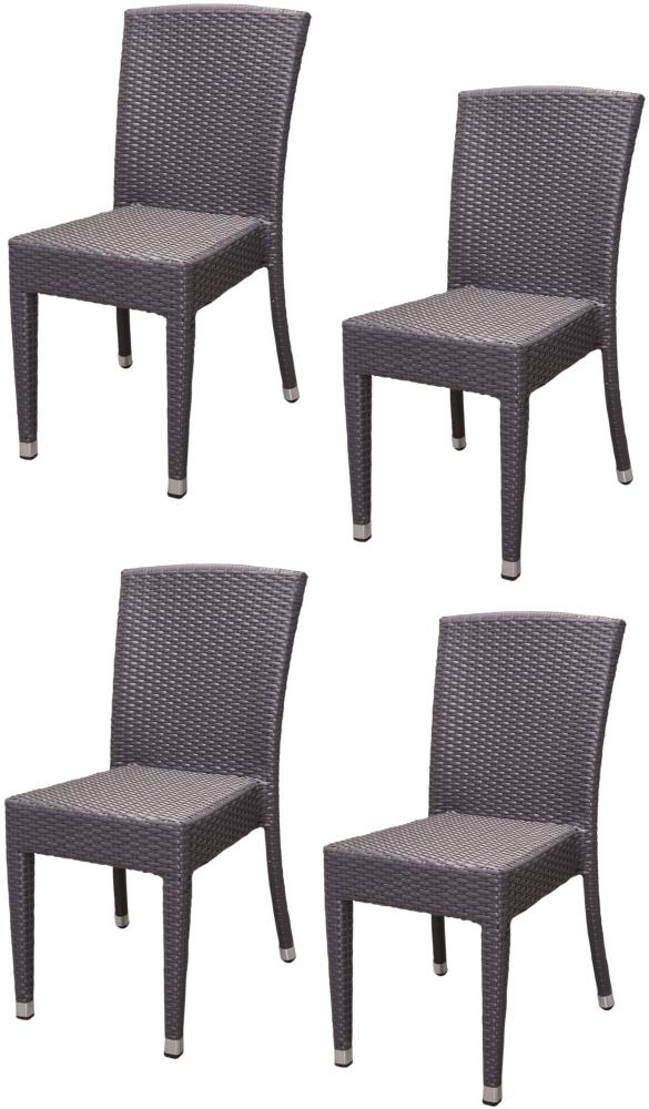 4x KONWAY® MAUI Stapelstuhl Schiefergrau Polyrattan Garten Sessel Set stapelbar Bild 1