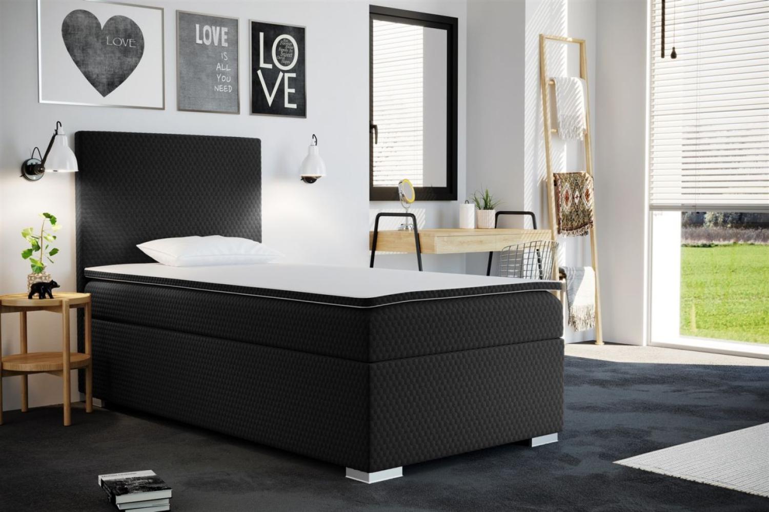 Boxspringbett BRIX Schwarz 90x200 cm inkl. Bettkasten Bild 1