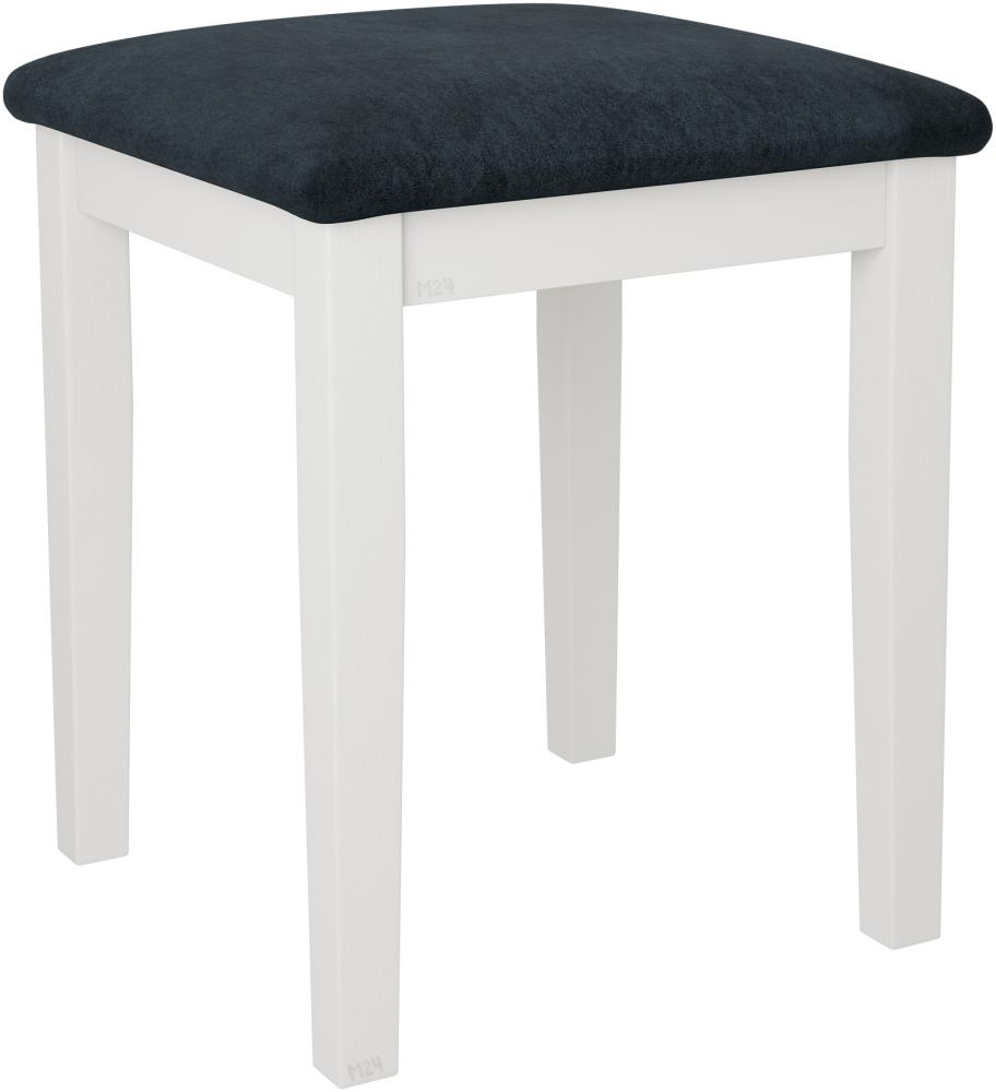 Hocker T3, Schemel bis 120 kg, aus Buchenholz, 36x36x47 cm (Stoff: Zetta 300, Holzfarbe: Weiß) Bild 1