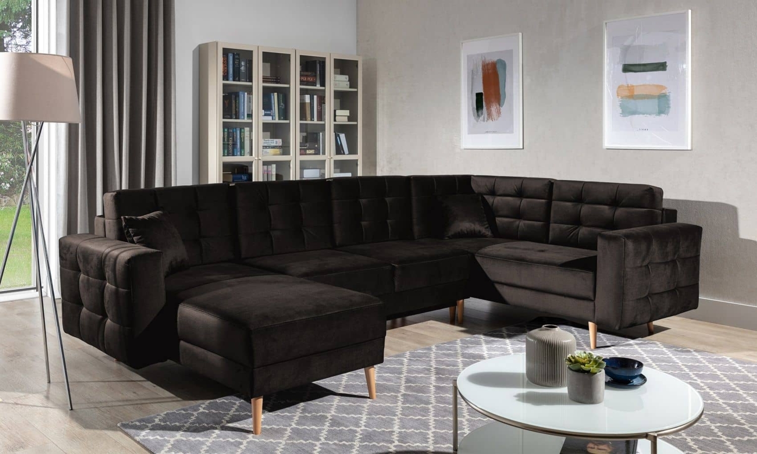 Wohnlandschaft Asgard U Dunkelbraun – Sofa mit Schlaffunktion Bild 1