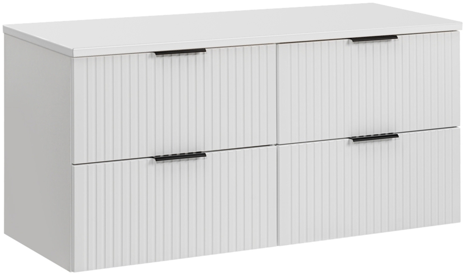 Waschtischunterschrank 120 cm weiß matt mit gerillter Front, 4 Softclose-Auszüge, ADELAIDE-56-WHITE Bild 1