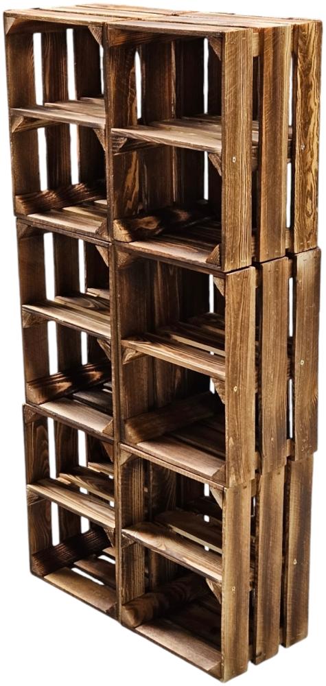 6er Set Holzkisten Weinkisten Obstkiste Klein Geflammt Regal aus Holz 40x30x25cm Bild 1