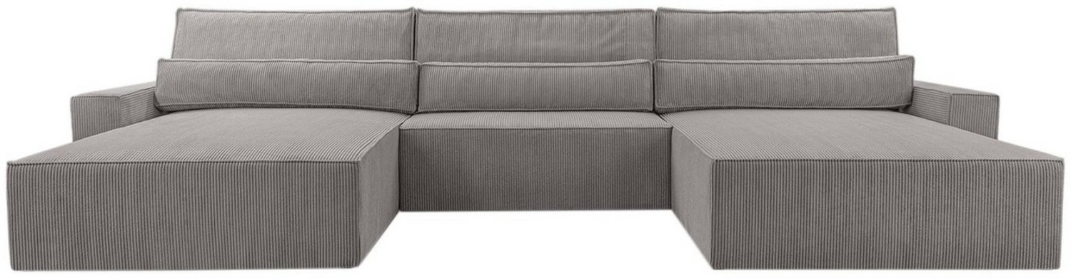 MOEBLO Wohnlandschaft DENVER U, Eckcouch aus Cordstoff Ecksofa U-Form Cord Sofa Couch Polsterecke U-Sofa - 410 x 85 x 200 cm, mit Bettkasten und Schlaffunktion Bild 1