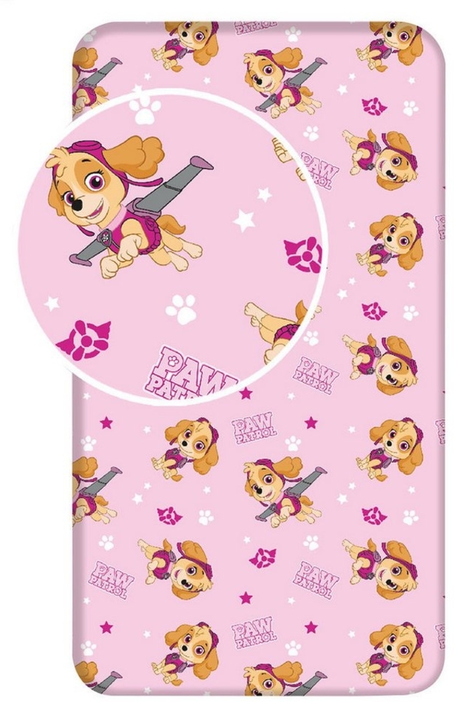 PAW PATROL Spannbettlaken Paw Patrol Spannbettlaken Betttuch mit Skye Rosa, Renforcé, (1 Stück) Bild 1